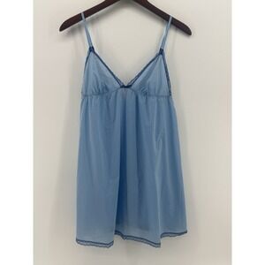 Vintage Victoria Secret Light Blue Baby Doll Chemise Mini Dress Y2K